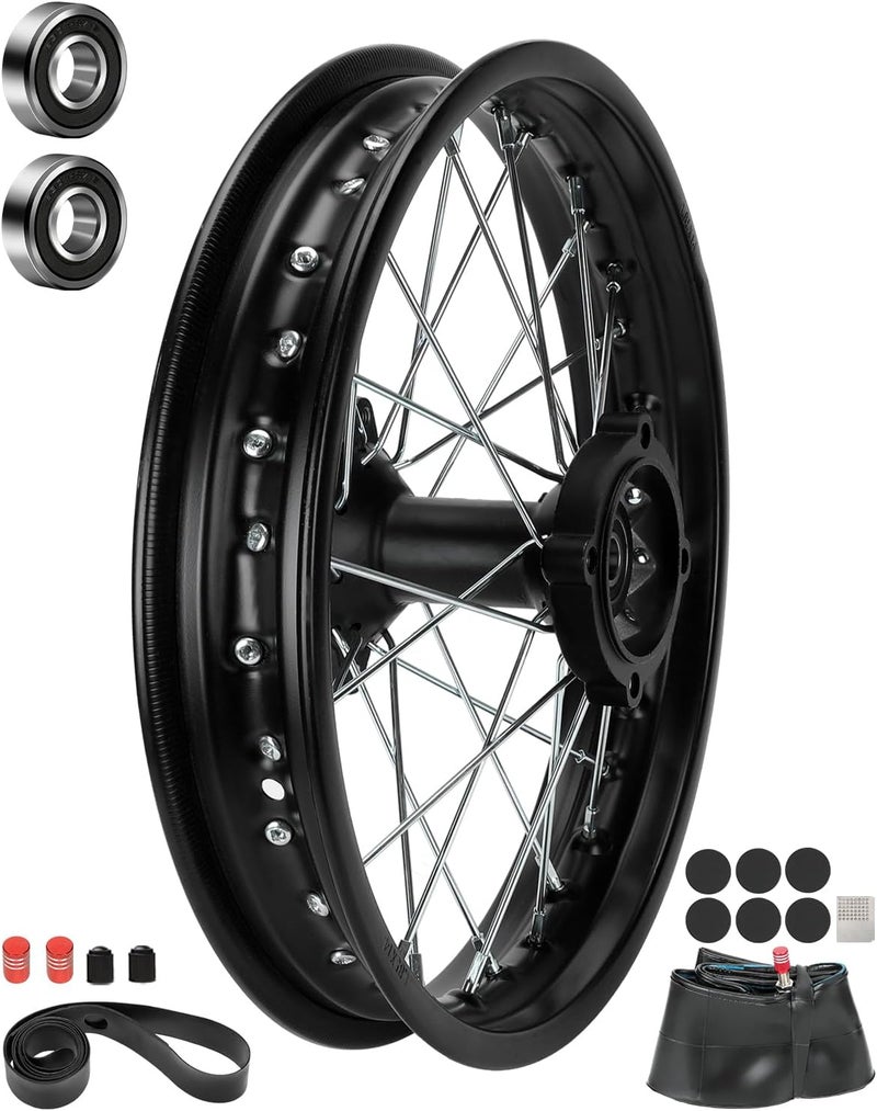 XIKOBY 1.85x14 Rear Wheel Rim and 12mm Bearings Strip Kit fit 90/100-14 3.00-14 14 Inch Dirt Pit Bike Tire KLX125 KX85 TTR125 YZ80 RM80 Taotao DB17 SR150 DR90 Apollo 125 Motorcycle Parts (15mm Axle) - Image 1